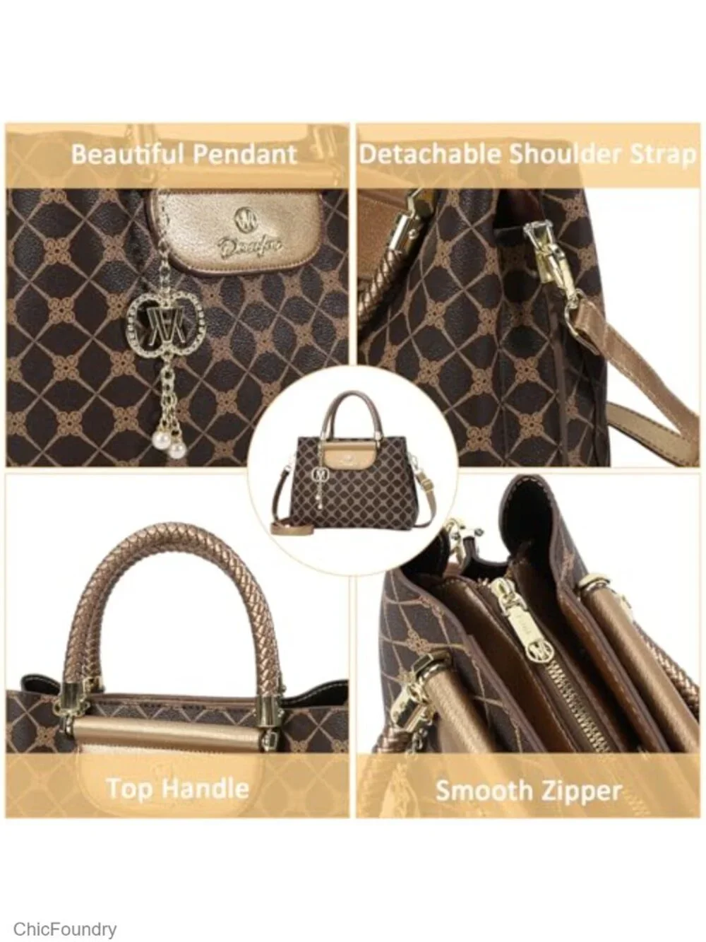 PU Leather Satchel Handbag Top Handle Shoulder Bag Women's Tote Messenger
